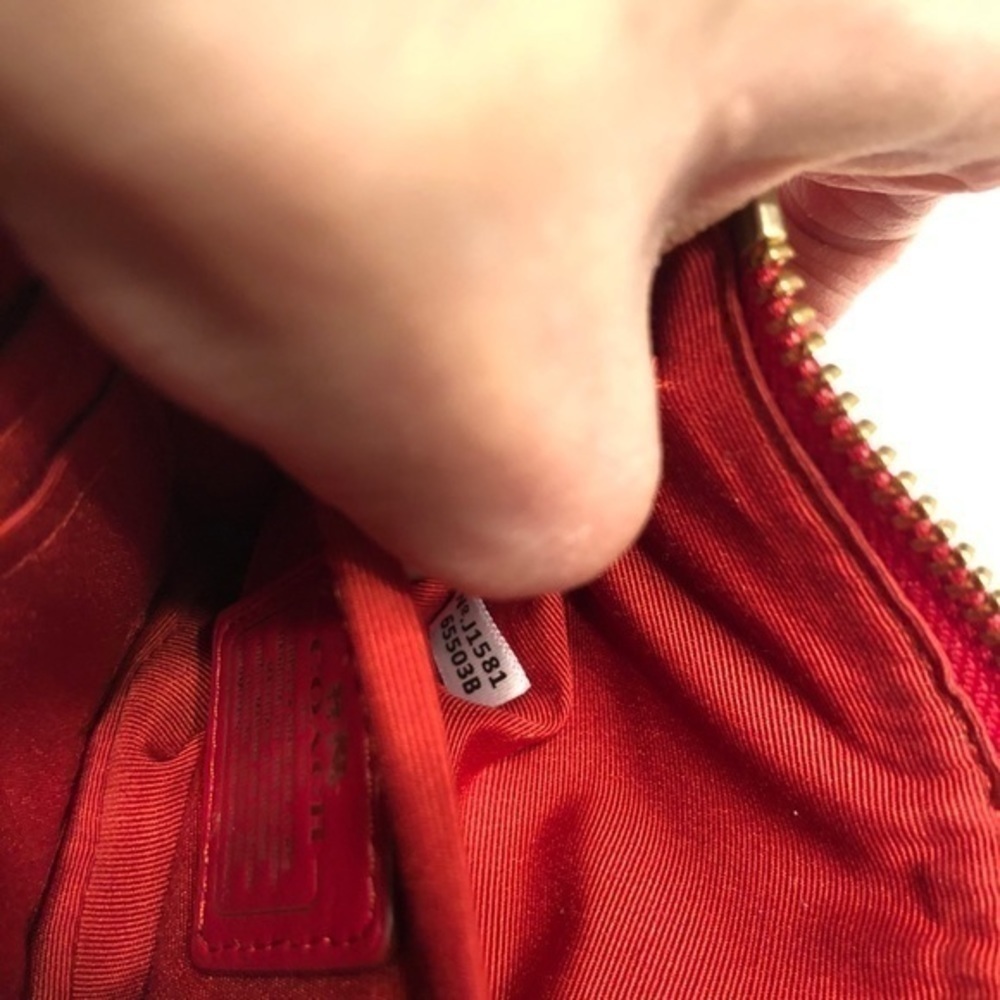 COACH red grosgrain leather mini bag studded - Picture 8 of 15